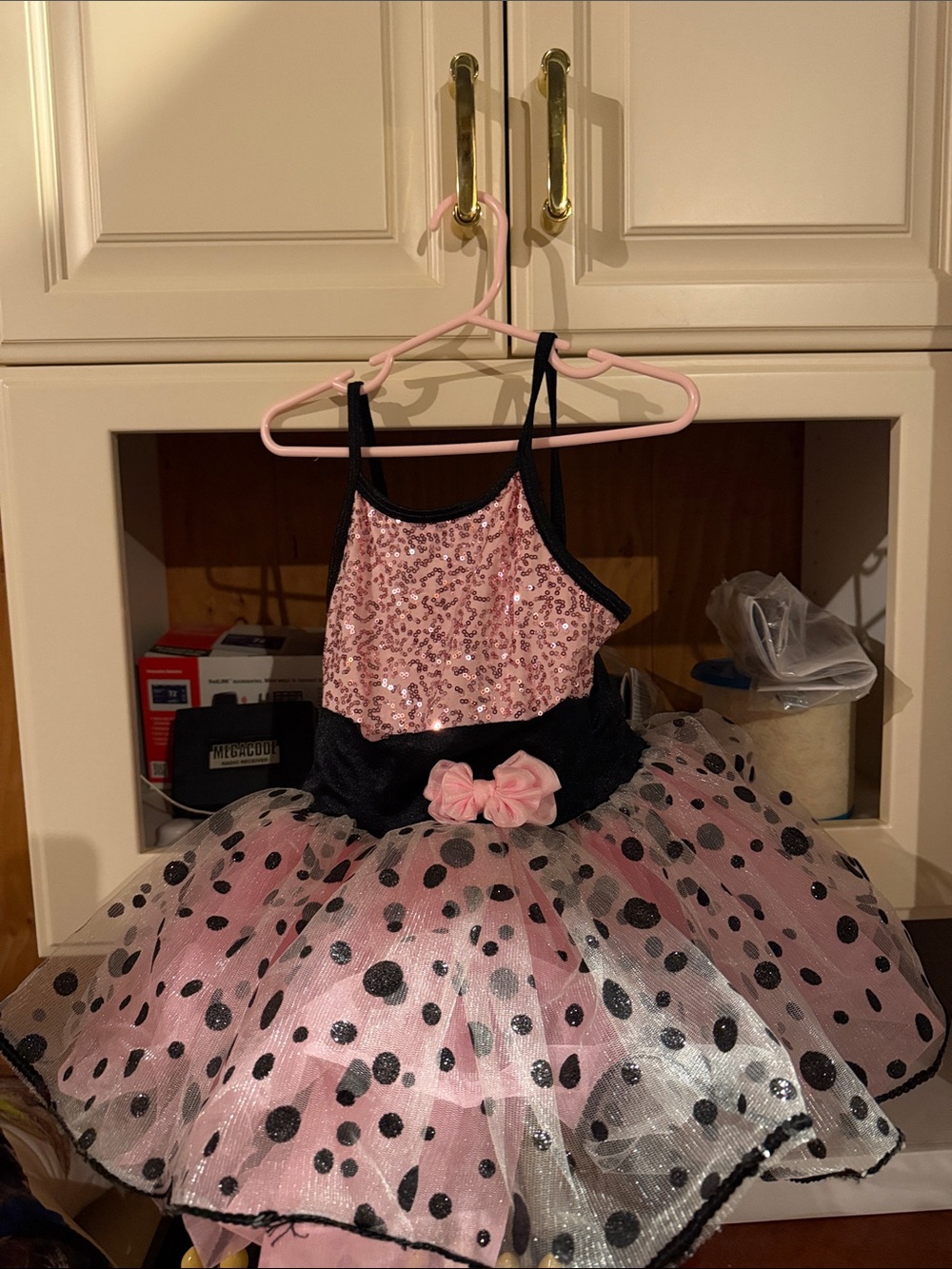 Dance Class Pink and Black Sequin Polka Dot Tutu Dress